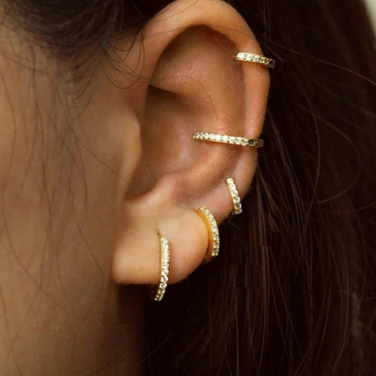 DELICATE PAVE HOOP EARRINGS S925